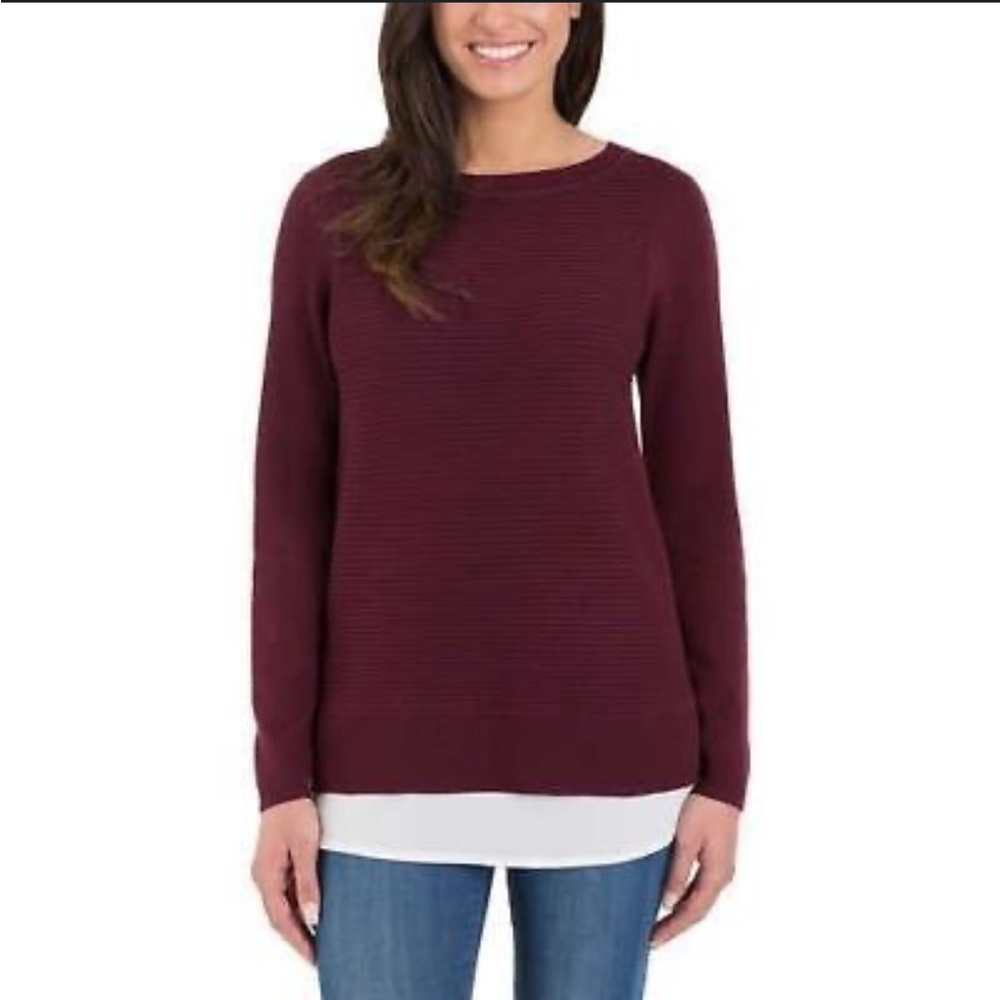 Hilary Radley burgundy lagenlook scoop neck sweater size XXL